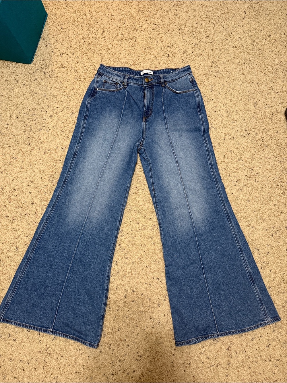 LOFT Medium Blue Wide-Leg Jeans- The Super Flare - Picture 2 of 4